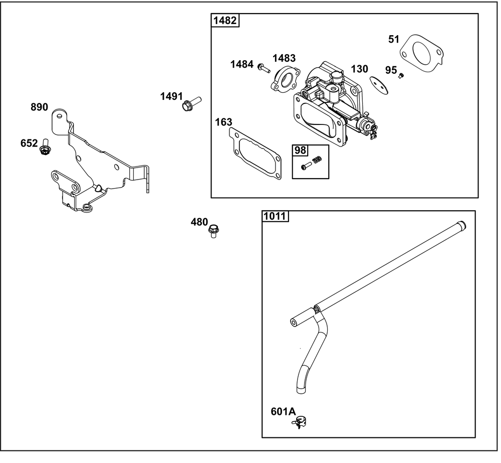 Throttle Body Group Diagram and Parts List for 54E177-0109-J1 400000 - 699999 Briggs and Stratton Engine